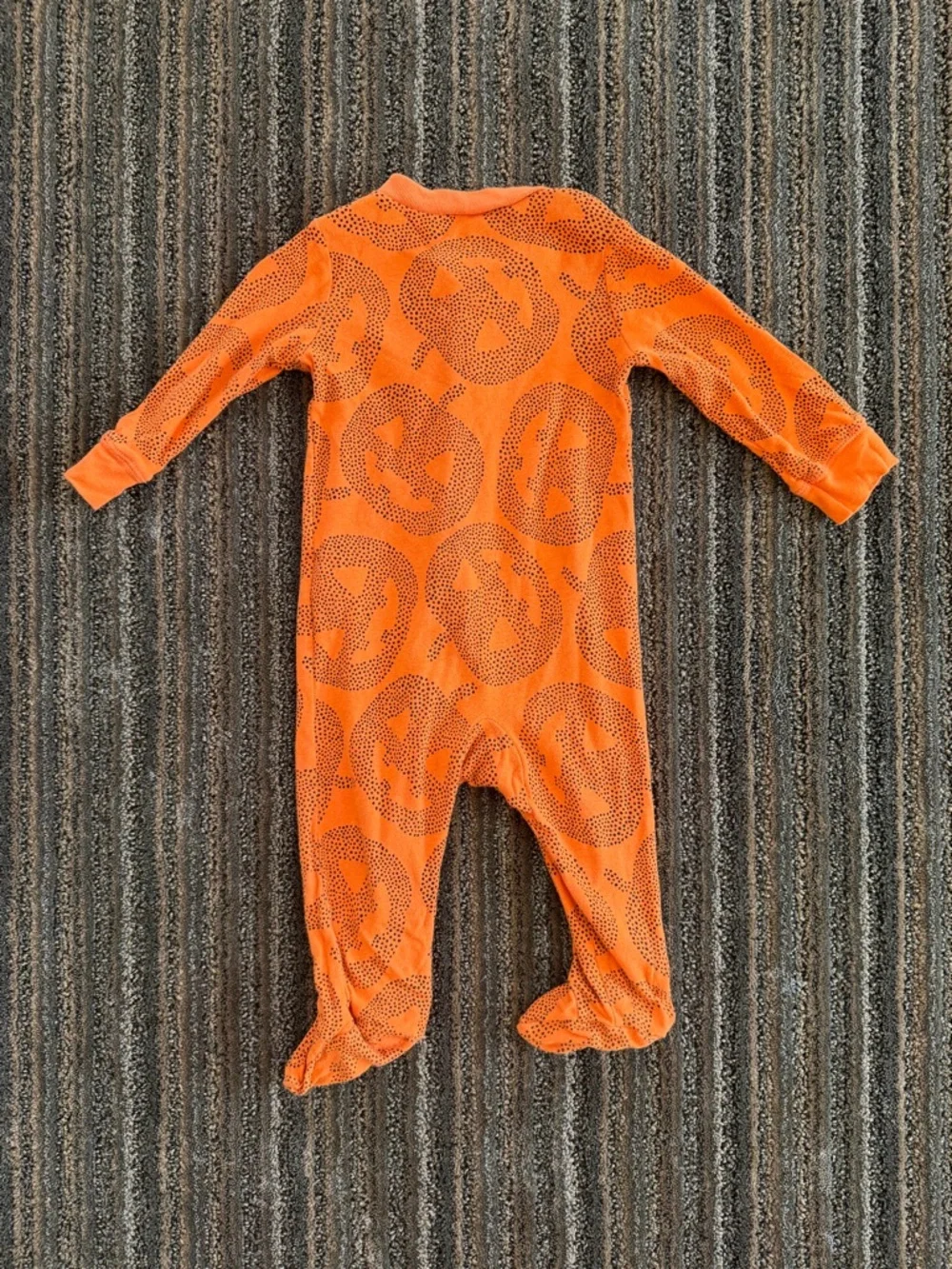 Carter's Orange Pumpkin Print Footed One-Piece - Picture 2 of 4